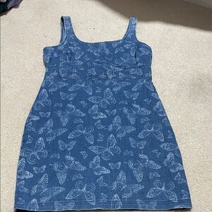 Butterfly Print Denim Dress